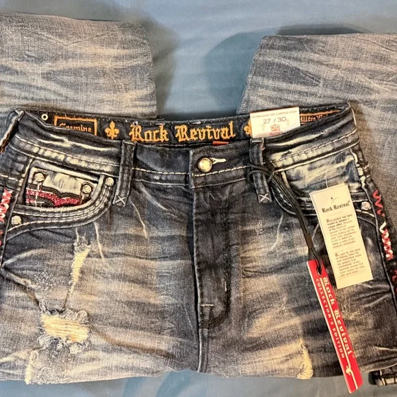 Rock Revival Collector’s Edition #445/825 Carmine Ultra High Rise Skinny Jeans - Picture 5 of 16